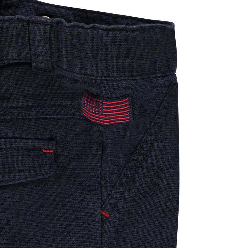 Pantalón de algodón liso con bolsillos 