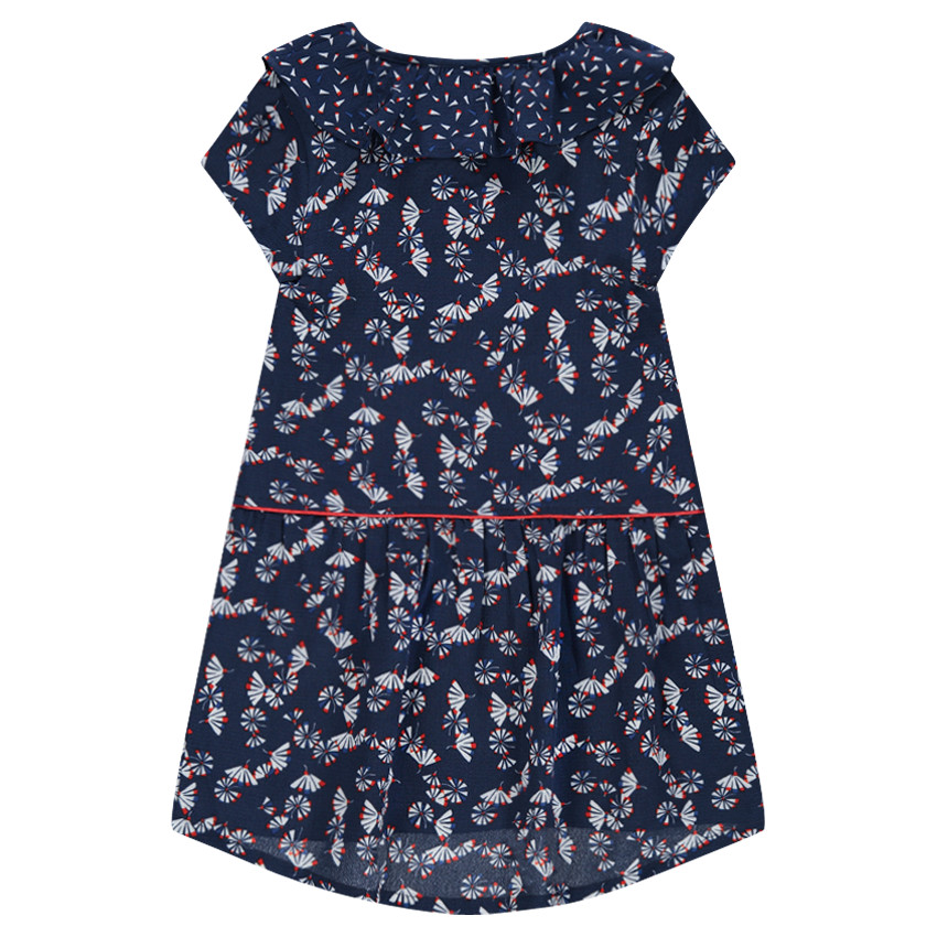 Vestido de crepé con estampado de fantasía y cuello 