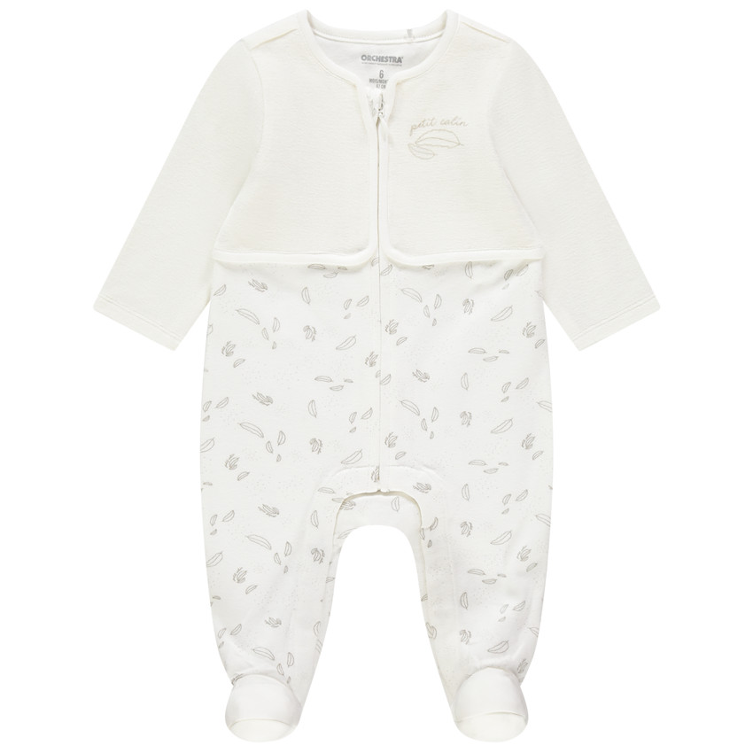 Dors-bien en velours zippé à plumes imprimées 