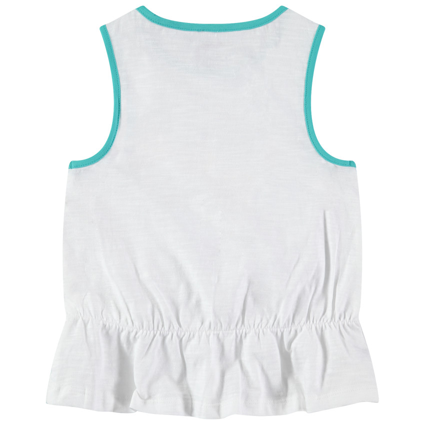 Camiseta de punto slub con flores brillantes estampadas 