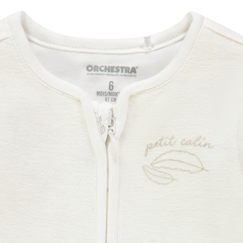 Dors-bien en velours zippé à plumes imprimées 