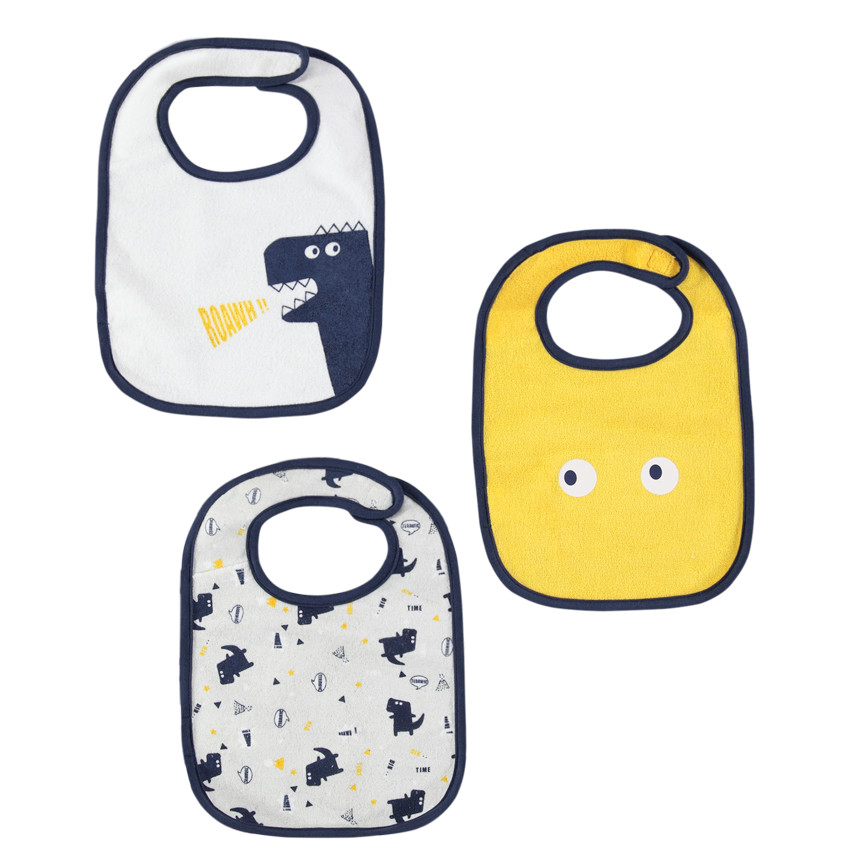 Lote de 3 baberos con estampado dinosarios 