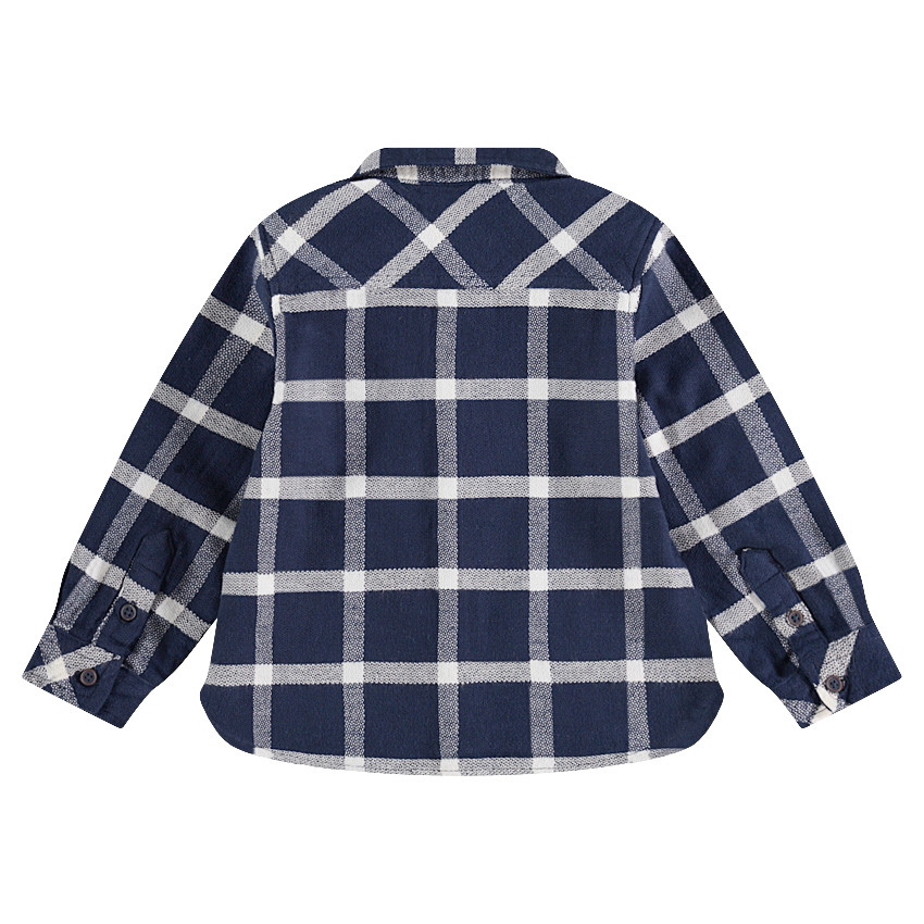 Júnior - Camisa de manga larga a cuadros de franela y con bolsillo 