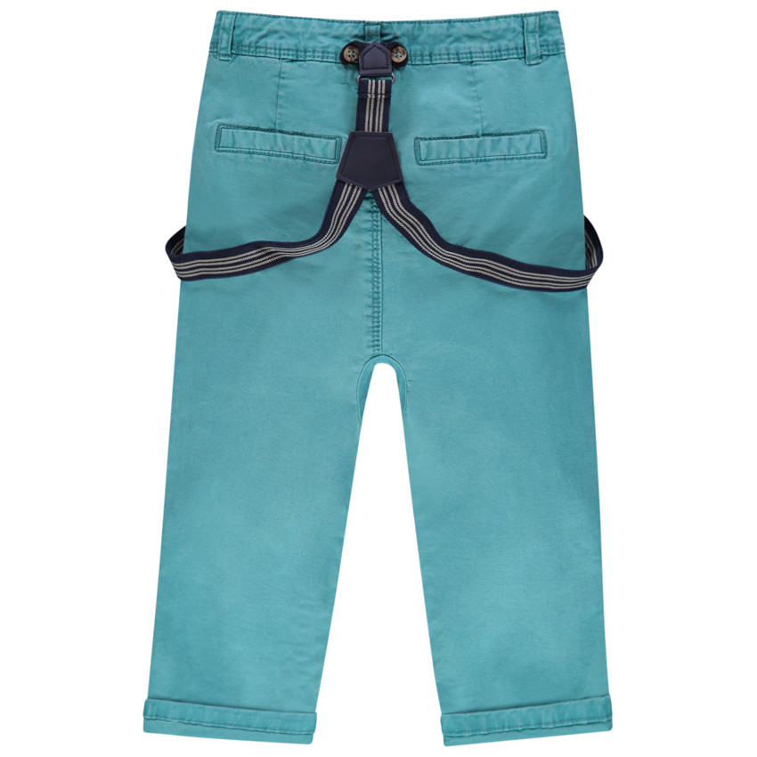 Pantalón de tela teñida con tirantes elásticos desmontables 