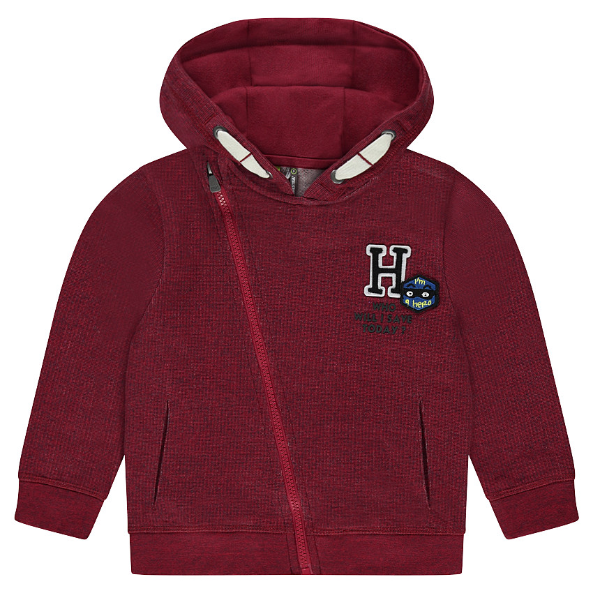 Chaqueta con capucha de felpa de fantasía con parche cosido 