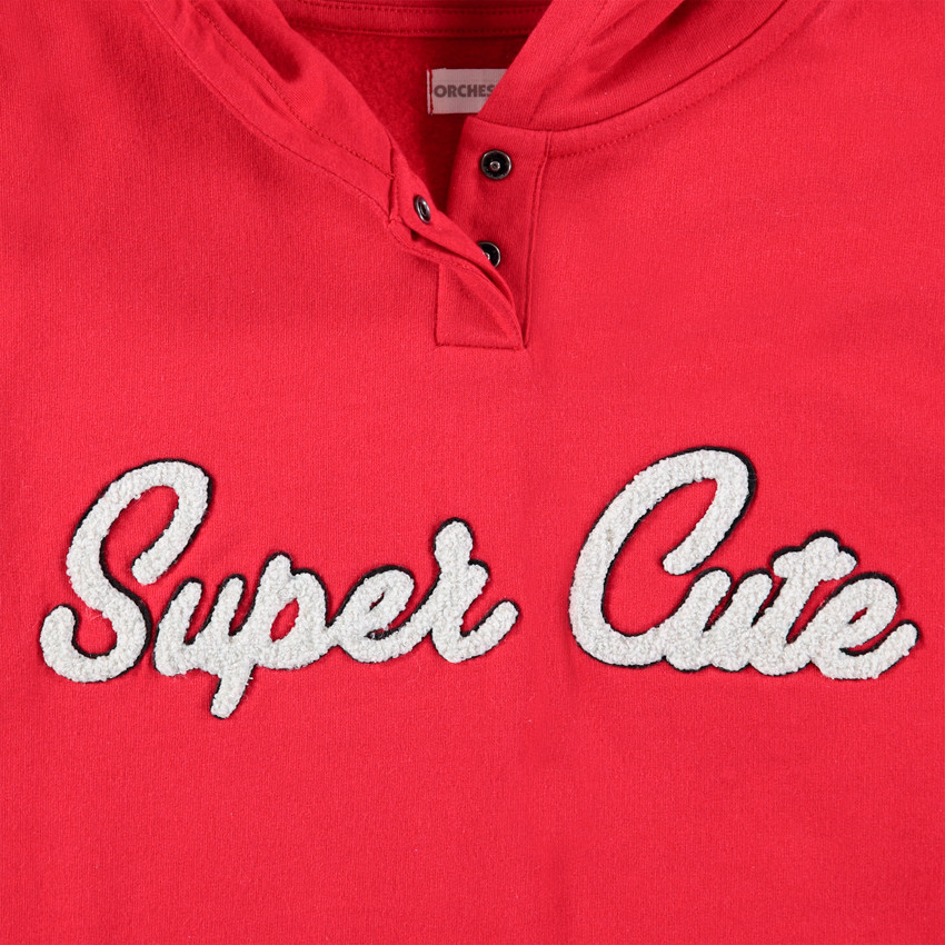 Júnior - Sudadera roja con capucha e inscripción de rizo  Additional Júnior - Sudadera roja con capucha e inscripción de rizo
