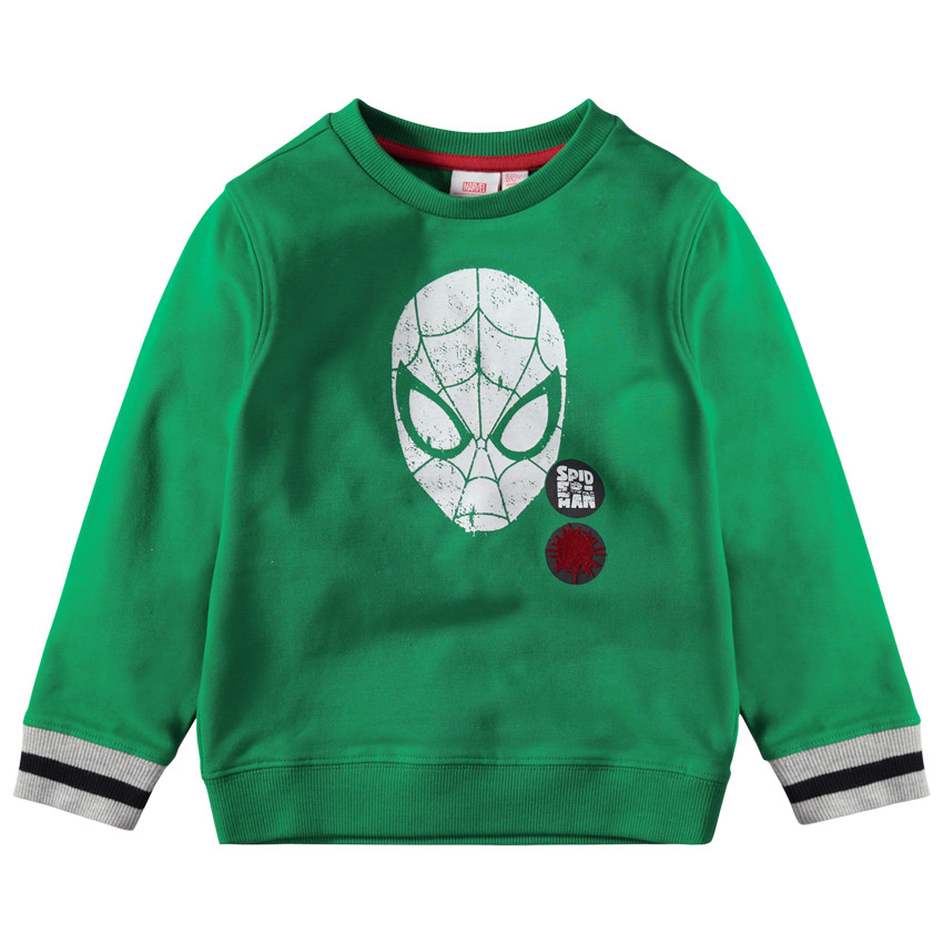 Sudadera de felpa lisa verde con estampado ©Marvel Spiderman 