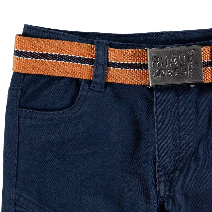 Pantalón de algodón teñido con efecto arrugado y cinturón desmontable 