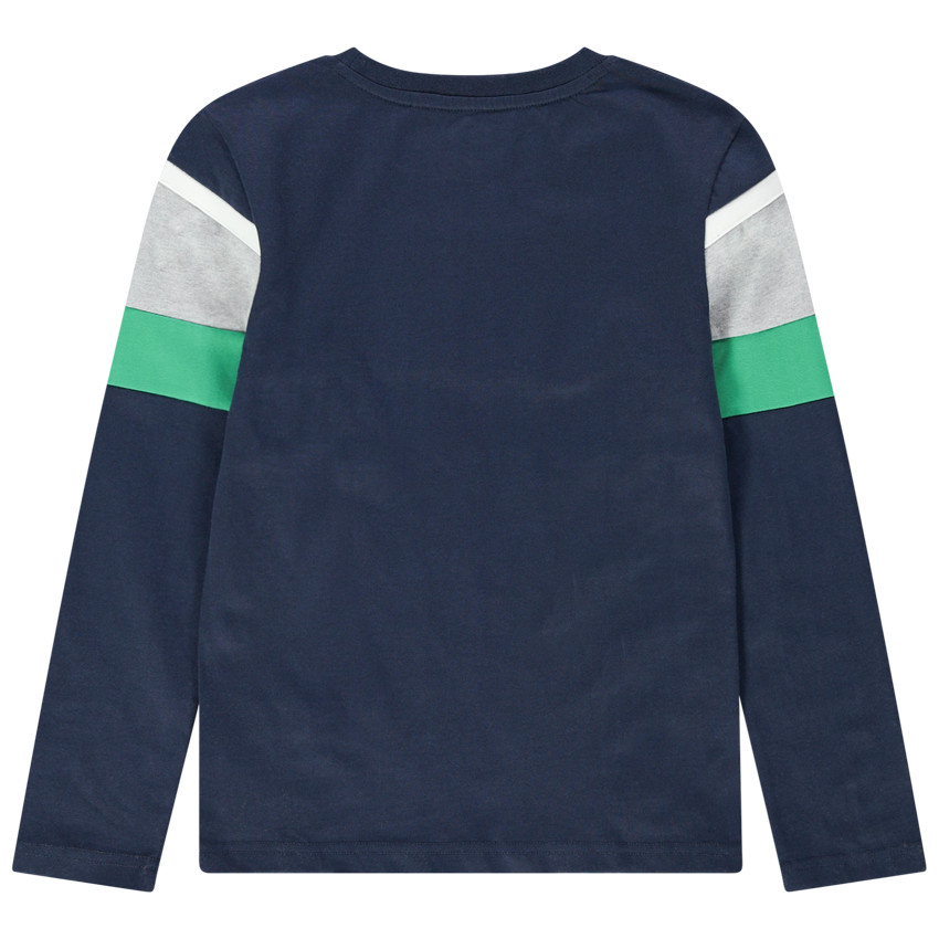 Júnior - Camiseta de manga larga con bandas que contrastan e inscripciones 