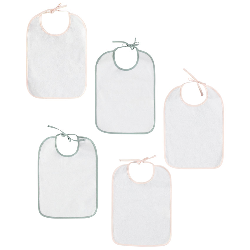 Lote de 5 baberos de rizo con acabado contrastado 