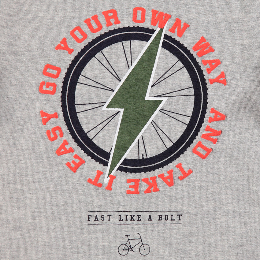 Camiseta jaspeada de manga larga con estampado de rayo 