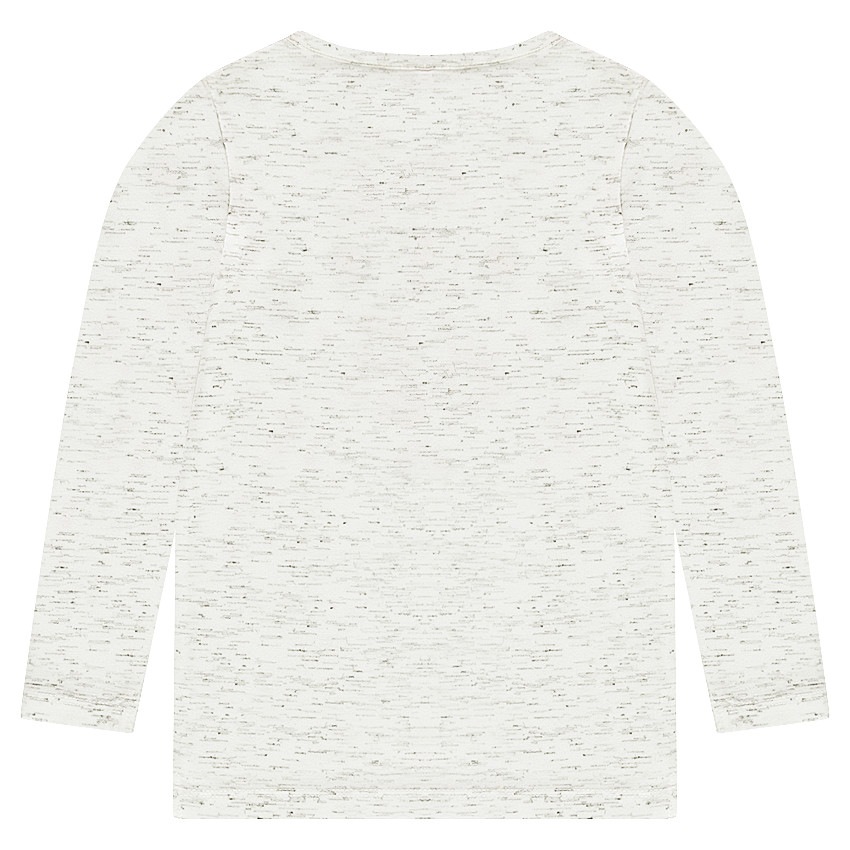 Camiseta de manga larga de punto jaspeado con flores brillantes  