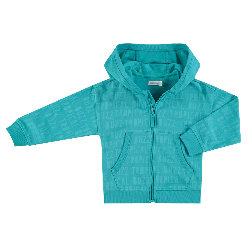 Chaqueta con capucha de felpa copn inscripciones all over 