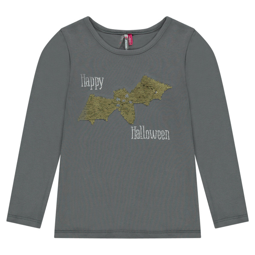 Camiseta especial halloween con estampado de murciélago y lentejuelas mágicas 