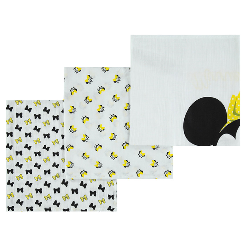 Lote de 3 mueslinas de algodón Disney Minnie 