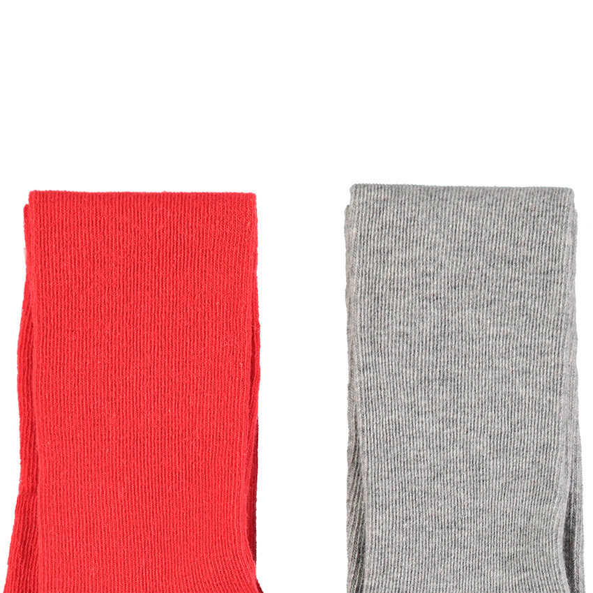 Pack de 2 medias gruesas rojas/gris jaspeado 