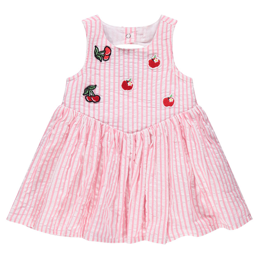 Vestido sin mangas con rayas y parches de fantasía   Additional Vestido sin mangas con rayas y parches de fantasía