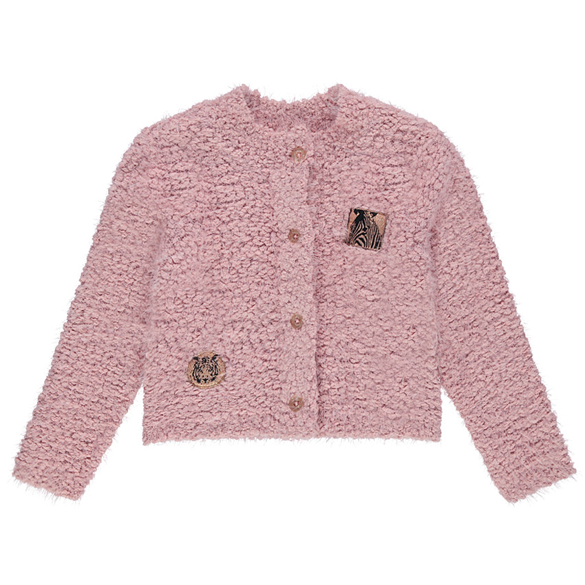 Chaqueta de punto de palomita con parches brillantes 