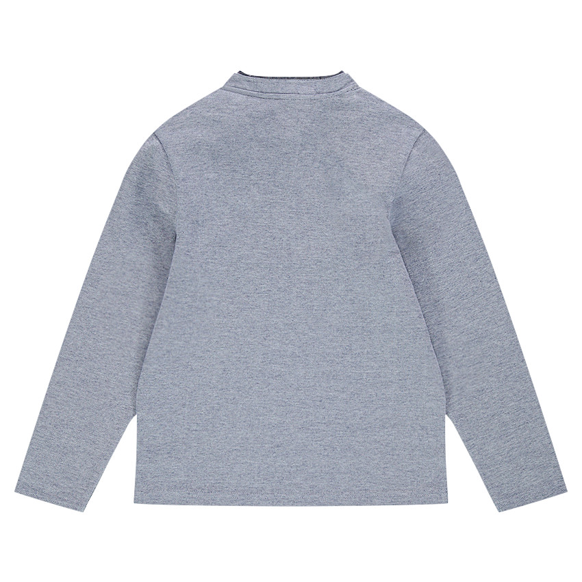 Júnior - Polo de manga larga de punto con cuello de fantasía e inscripciones estampadas 