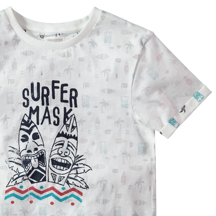 Júnior - Camiseta de manga de punto con estampado tribal en el reverso 