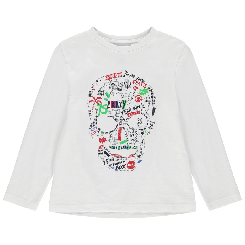 T-shirt manches longues en coton bio à motif fantaisie 