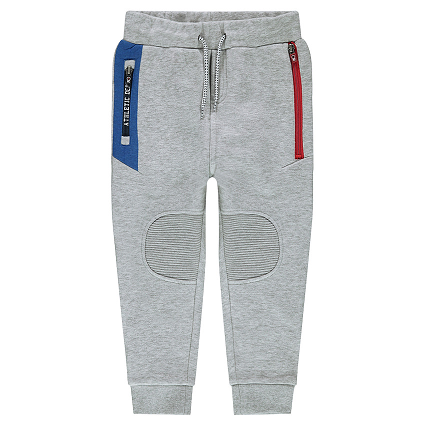 Pantalón de chándal de felpa con bolsillos con cremallera en contraste 