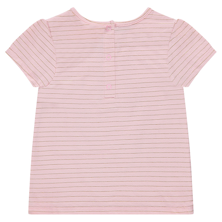 Tee-shirt manches courtes à fines rayures dorées et broderie  Additional Tee-shirt manches courtes à fines rayures dorées et broderie