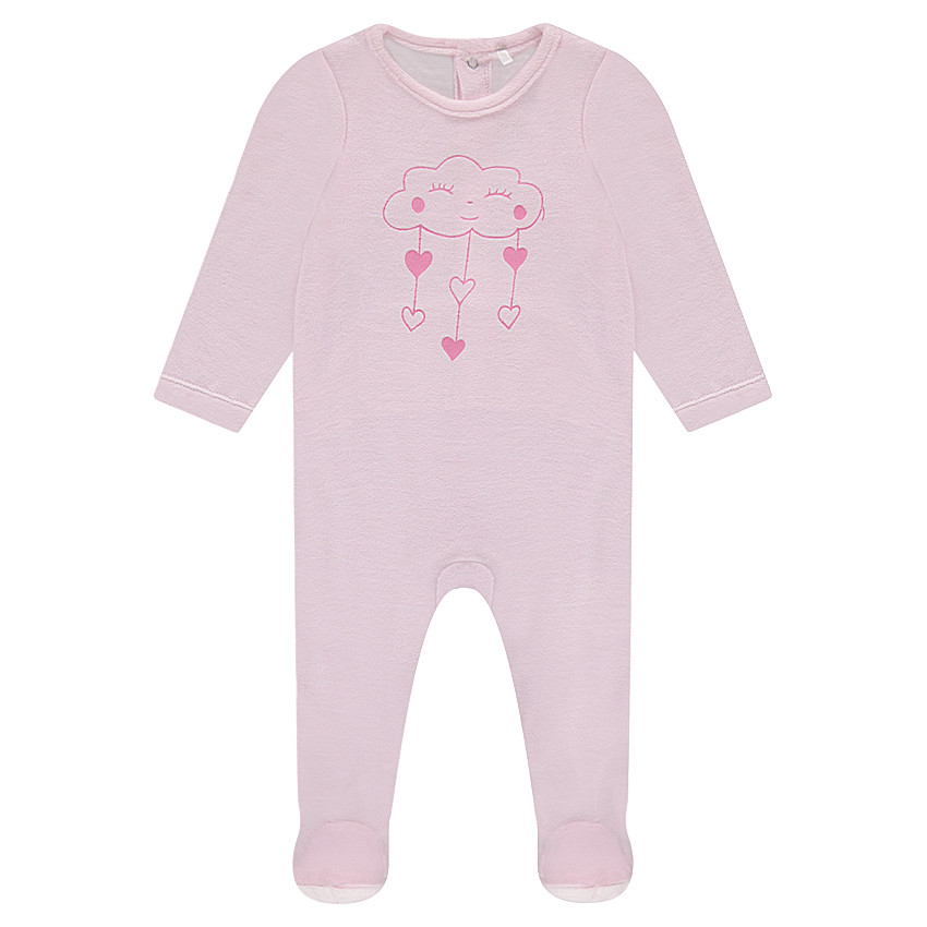 Pijama de terciopelo con nube y corazones estampados 