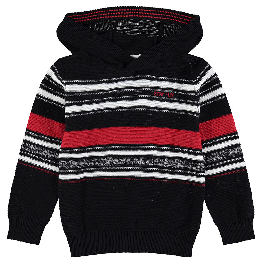 Jersey con capucha de punto con rayas que contrastan 