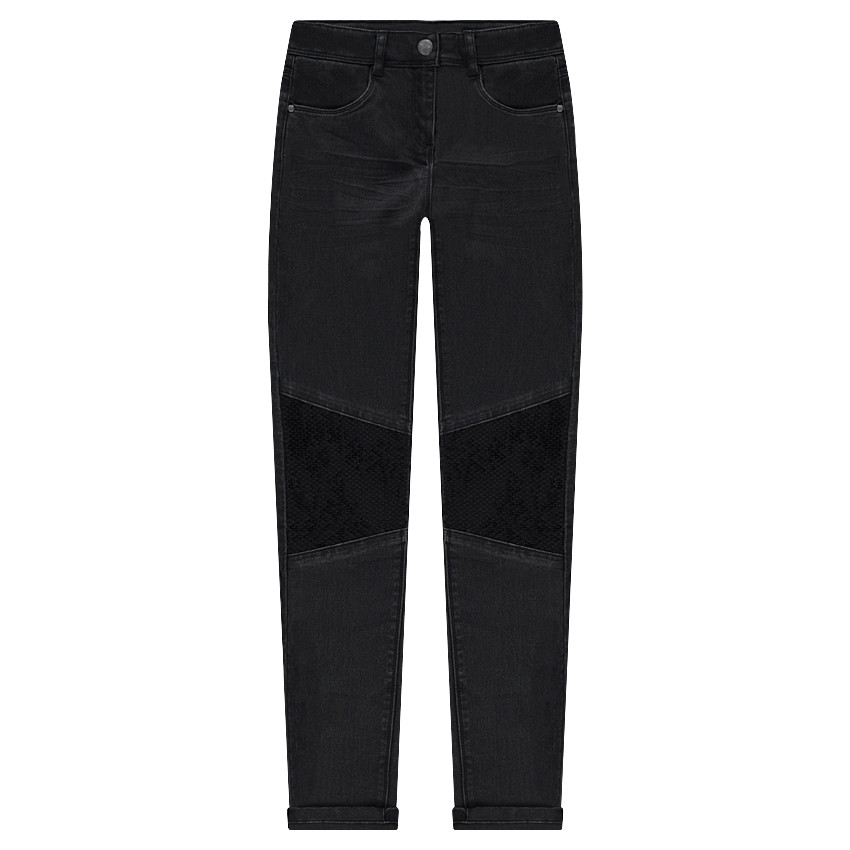 Pantalón con efecto slim arrugado con lentejuelas negras  
