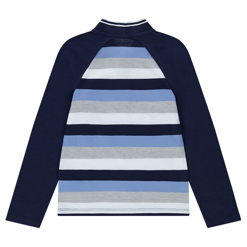 Júnior - Polo de manga larga de punto con rayas que contrastan y cremallera 
