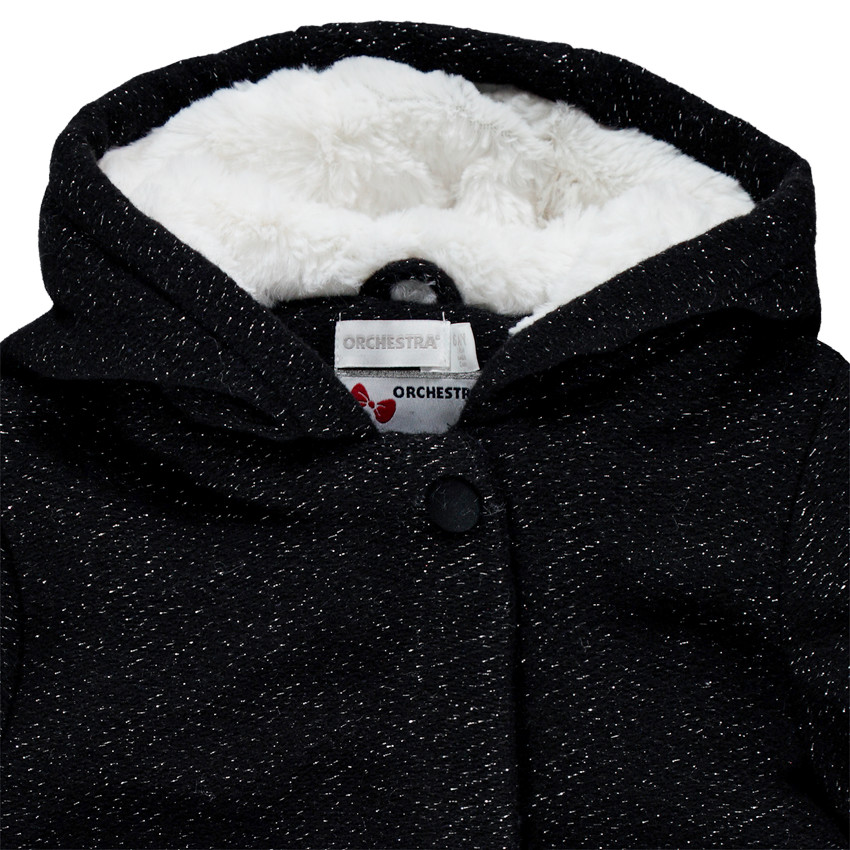 Manteau à capuche en drap de laine doublé sherpa pour enfant fille 