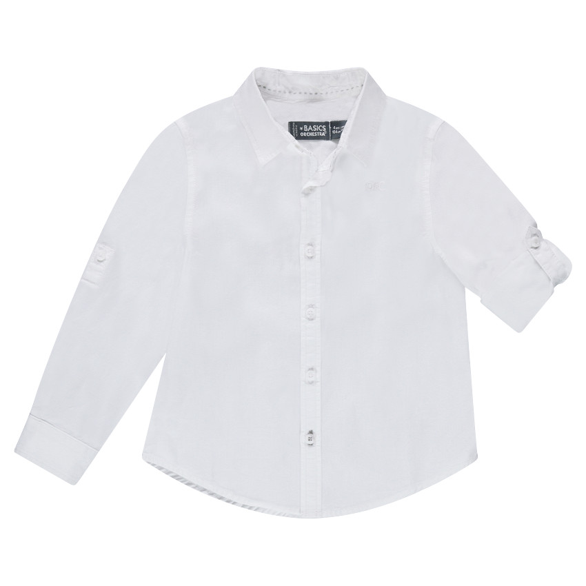 Camisa de manga larga lisa de algodón 