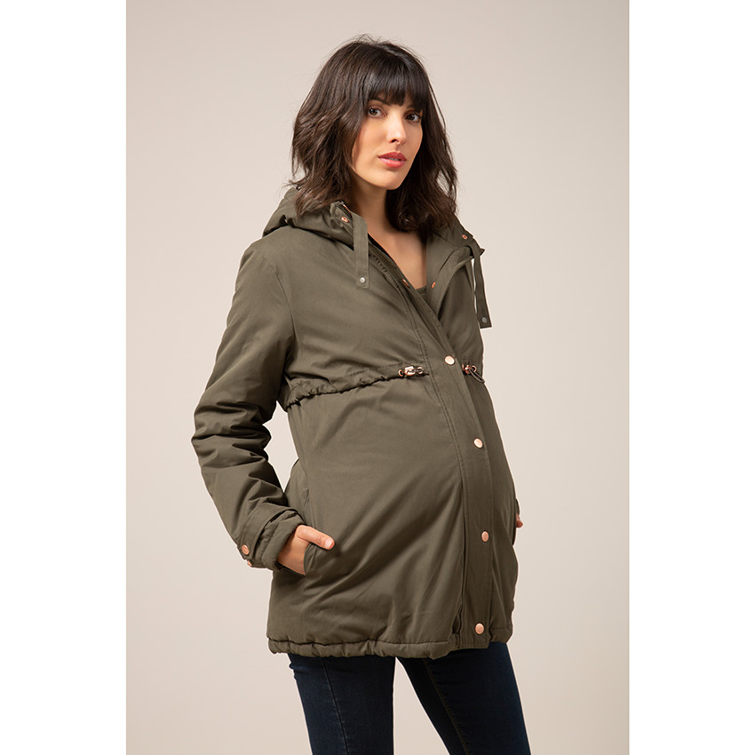 Parka de embarazo evolutiva con forro de sherpa 