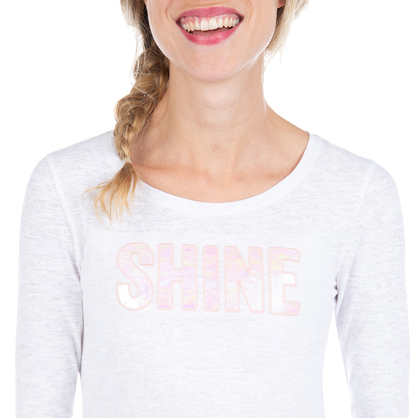 Camiseta de manga larga de premamá con inscripción iridescente 