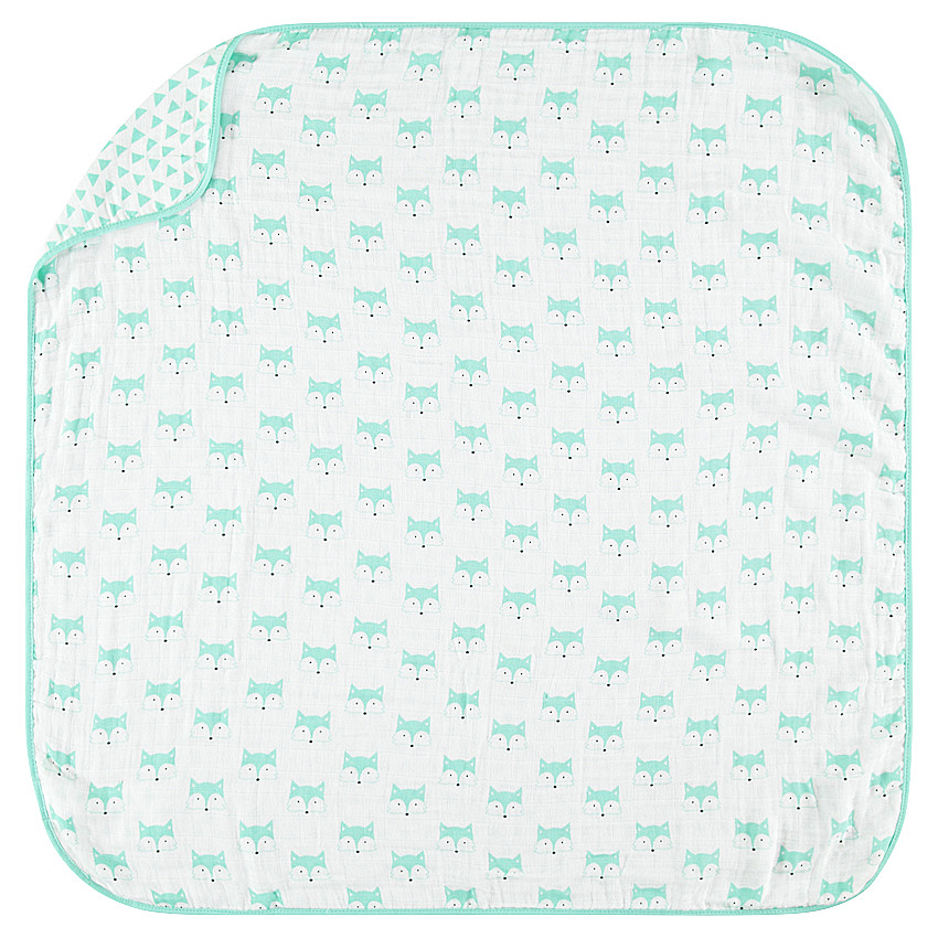 Manta de gasa con estampado de zorros 100 x 100 cm 