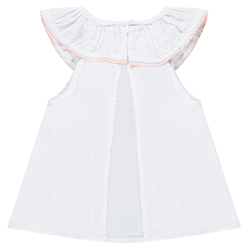 Top de tejido vaporoso de algodón con parches cosidos 