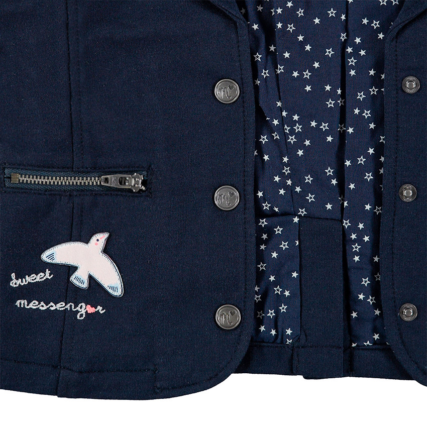 Americana de felpa con parches y bolsillos con cremallera 