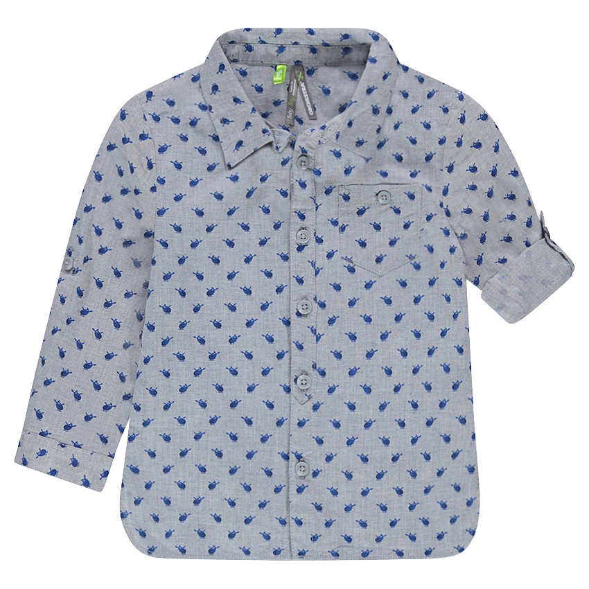 Camisa de manga larga de algodón con helicópteros estampados all-over 