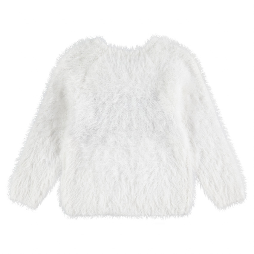 Jersey de punto de pelo con motivo de flor de jacquard 