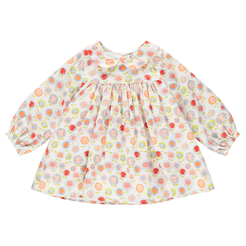 Túnica de manga larga, estampado de flores 