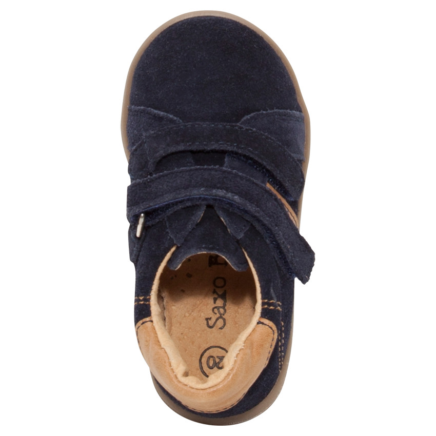 Zapatillas deportivas bajas de piel con velcros y apliques camel 