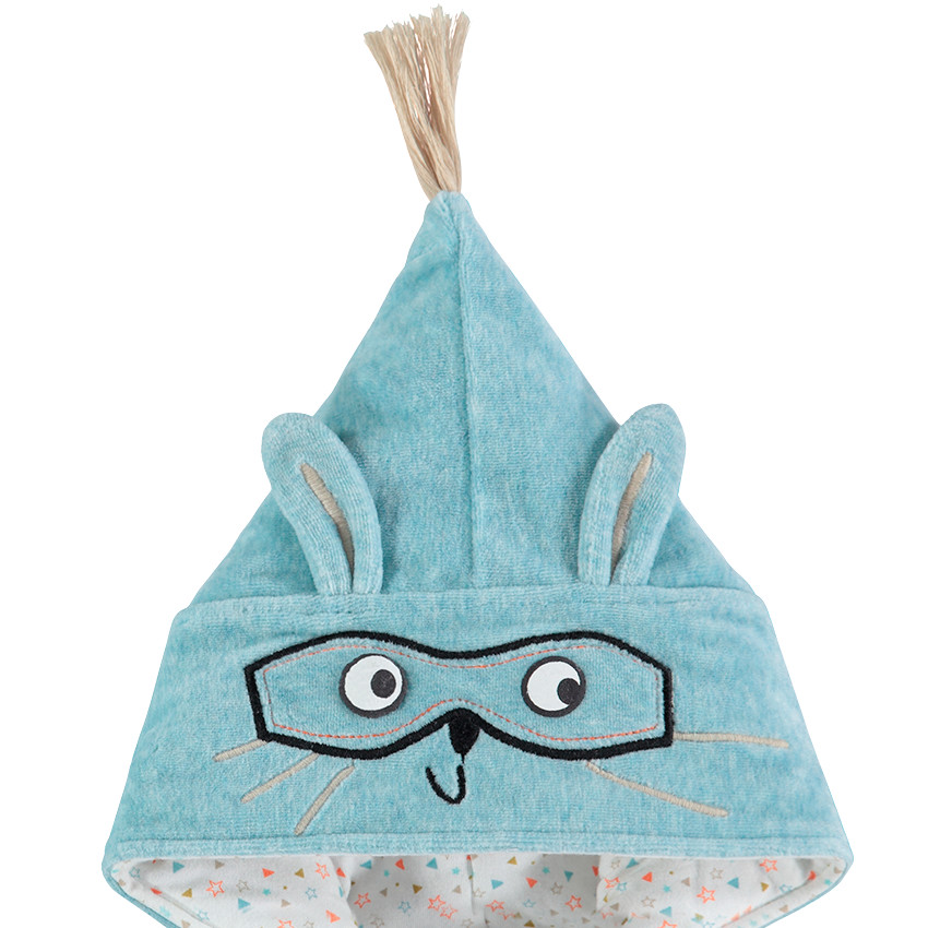 Chaqueta de terciopelo con capucha de punta y animal bordado 