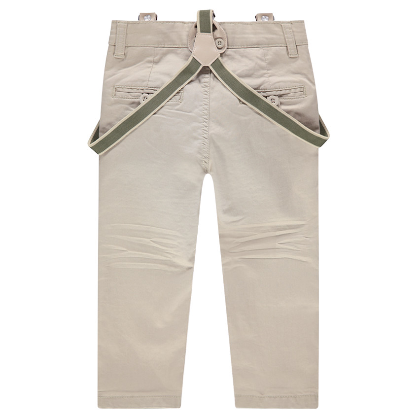 Pantalón de satén liso con tirantes desmontables 