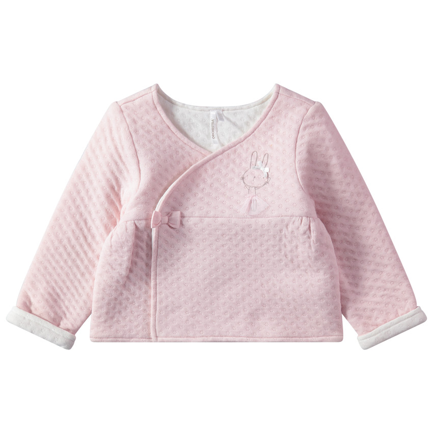 Chaqueta rosa con microlunares all over y conejo de tutú estampado  Additional Chaqueta rosa con microlunares all over y conejo de tutú estampado