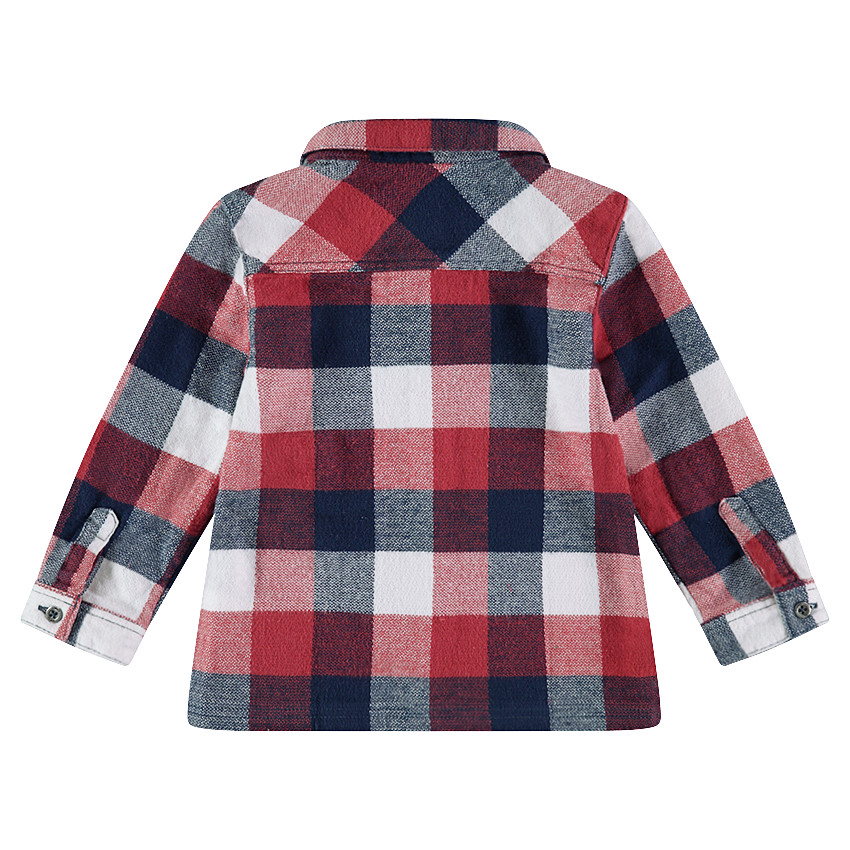 Camisa de manga larga de franela de cuadros que contrastan 