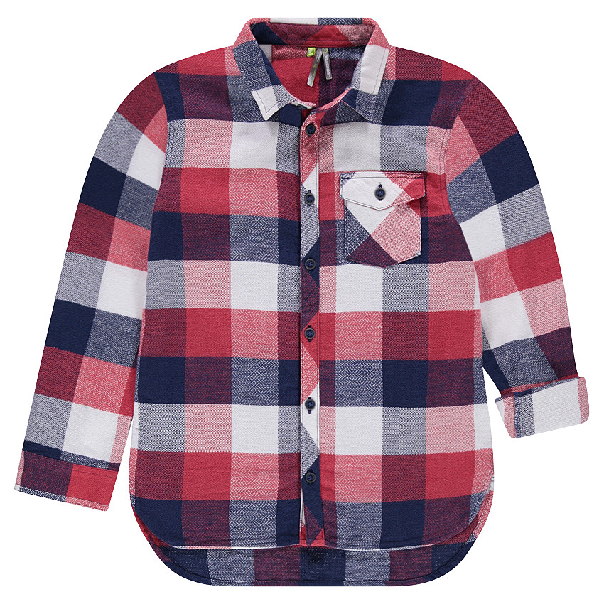 Júnior - Camisa de manga larga a cuadros con bolsillo 