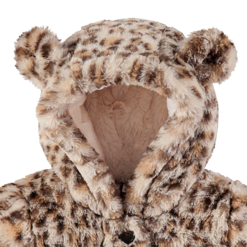 Abrigo de pelo sintético de leopardo con orejas en la capucha  Additional Abrigo de pelo sintético de leopardo con orejas en la capucha