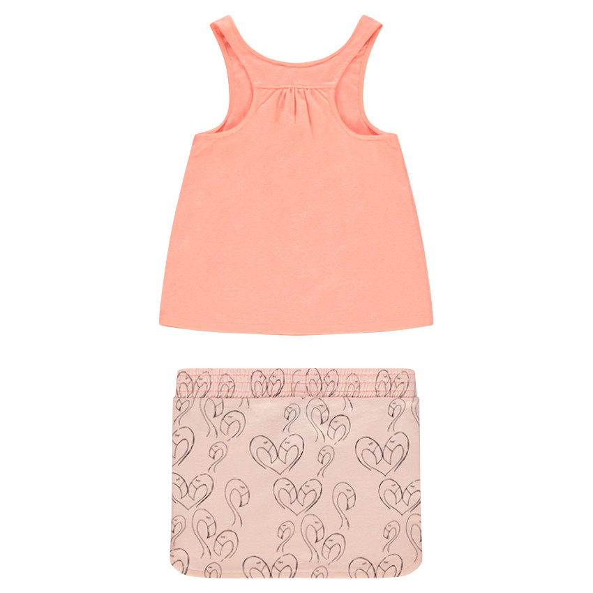 Conjunto de camiseta de punto y falda con flamencos rosas estampados  Additional Conjunto de camiseta de punto y falda con flamencos rosas estampados