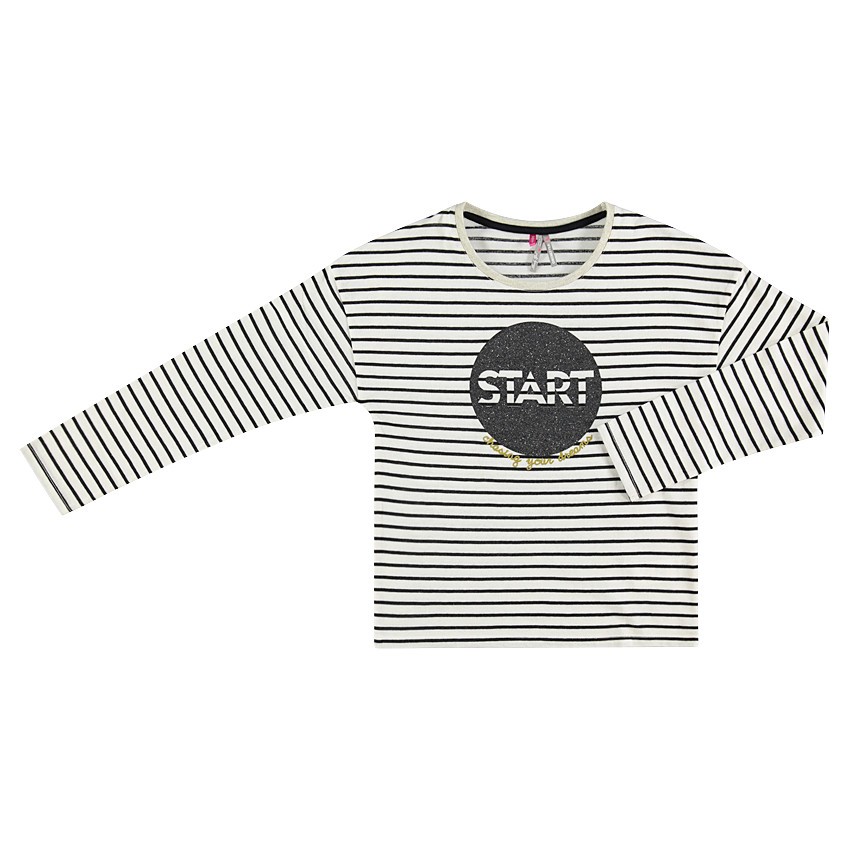 Camiseta de manga larga a rayas con estampado brillante por delante  Additional Camiseta de manga larga a rayas con estampado brillante por delante